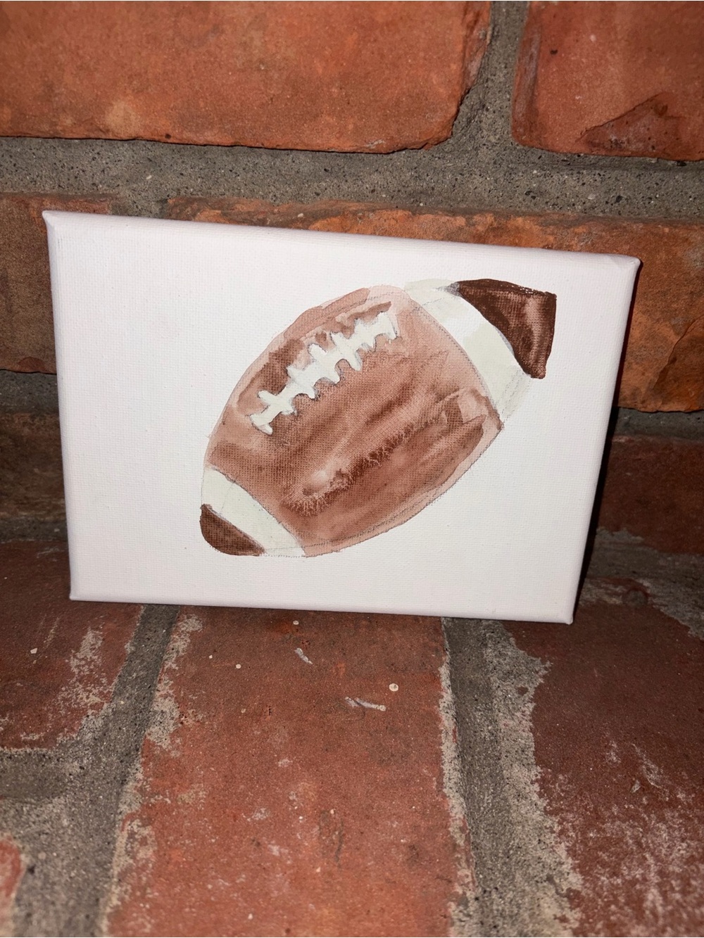Brown Football Canvas Art - Small Sports Wall Decor Watercolor